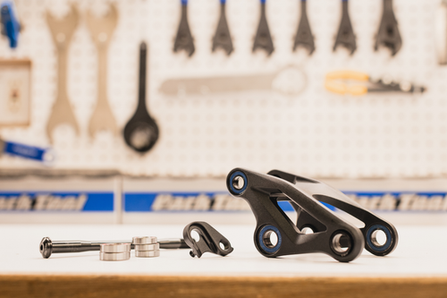 small parts on a work bench