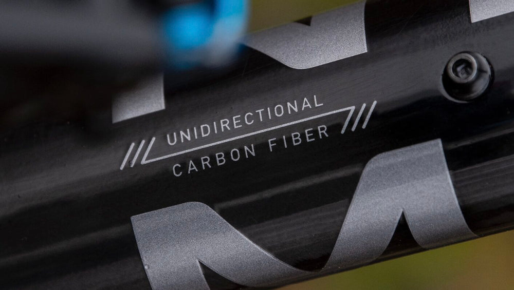 A close-up image of a Marin Bikes bicycle with the words 'unidirectional carbon fiber' painted on the frame