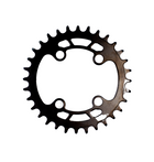 A black Marin Bikes narrow-wide tooth profile bicycle chainring