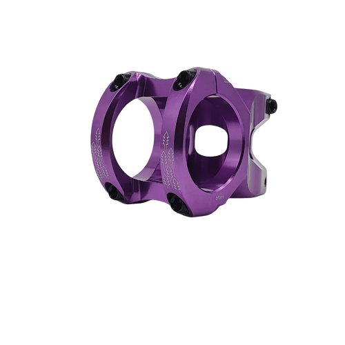A purple Marin Bikes CNC mountain bike stem