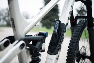 close up of bike with frame storage 