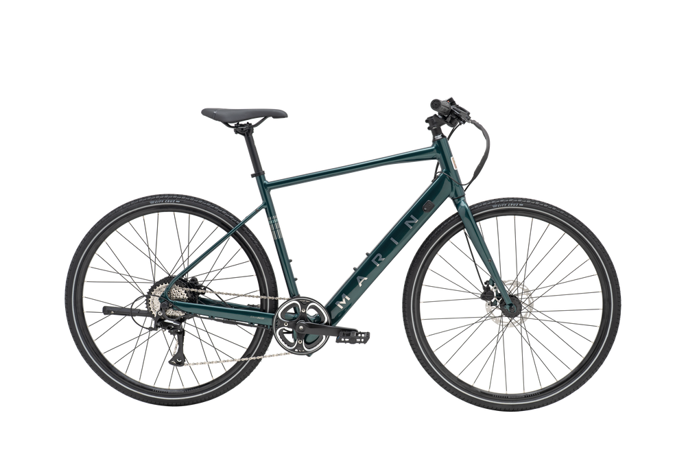 Green bicycle on a white background