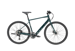 Green bicycle on a white background