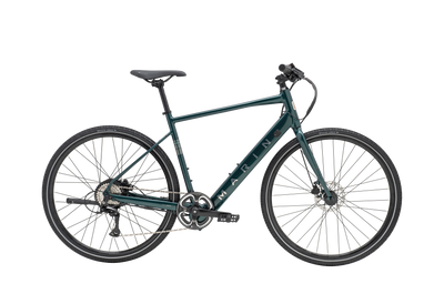 Green bicycle on a white background