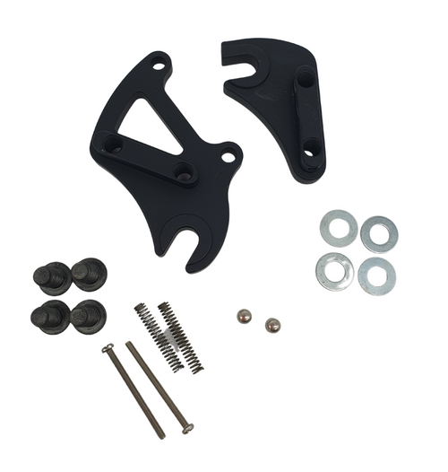 A black Marin Bikes rear derailleur hanger and rear wheel dropout system