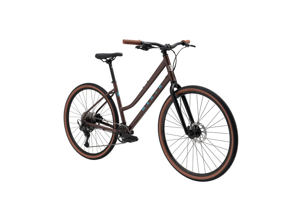 Brown bicycle on a white background