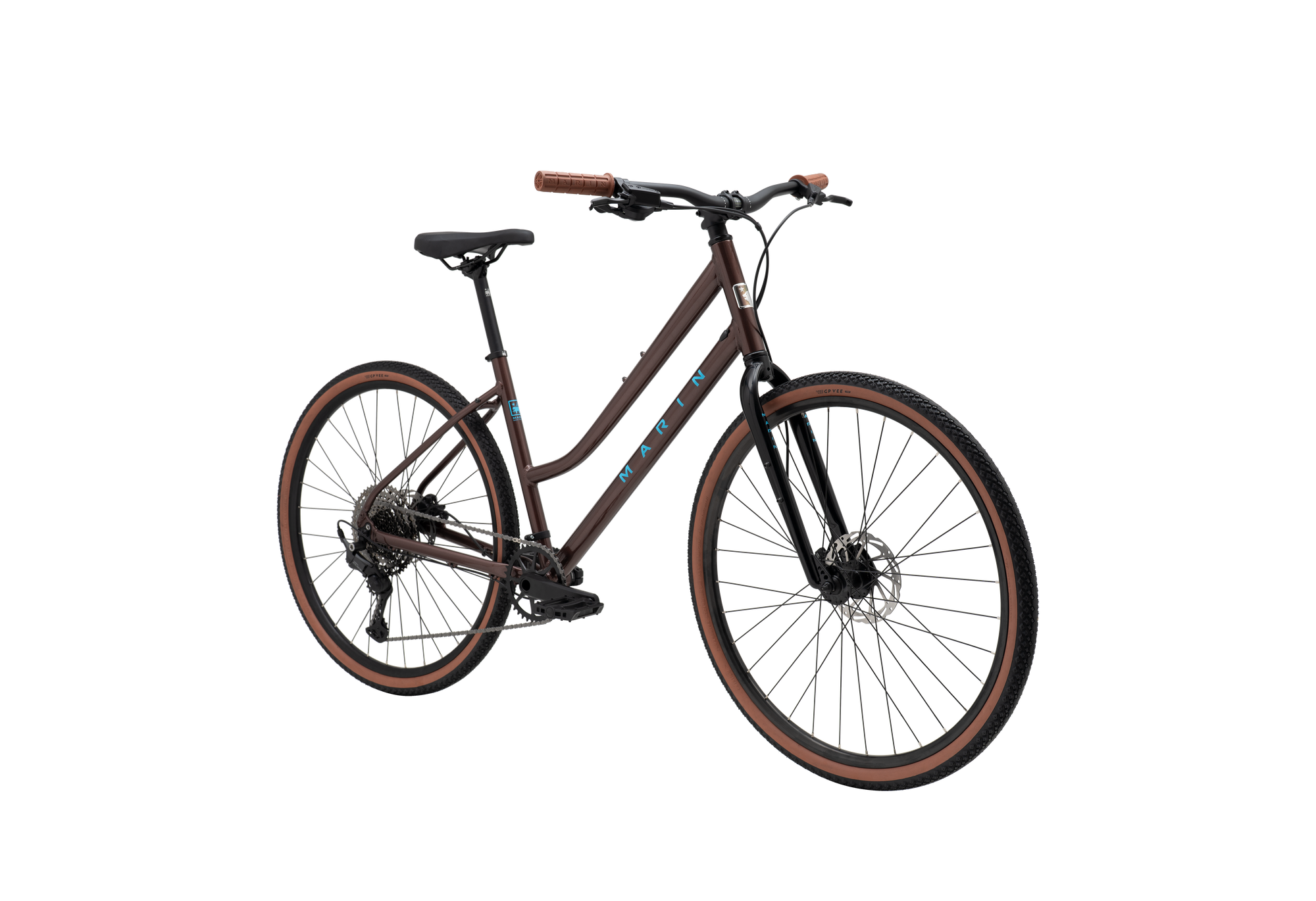 Brown bicycle on a white background