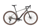 Gray bicycle with brown tires on a white background