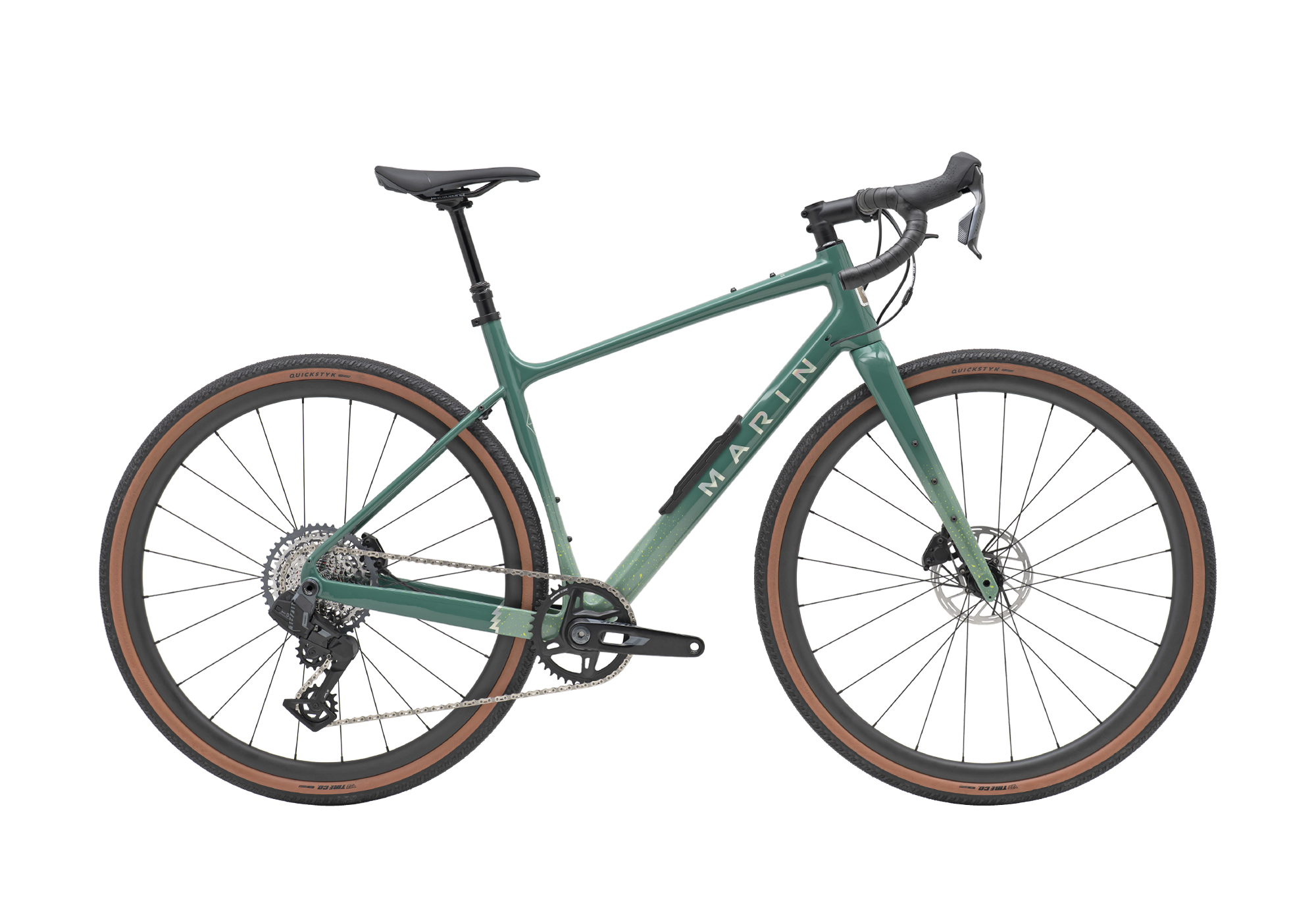 Green bicycle on a white background