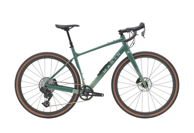 Green bicycle on a white background