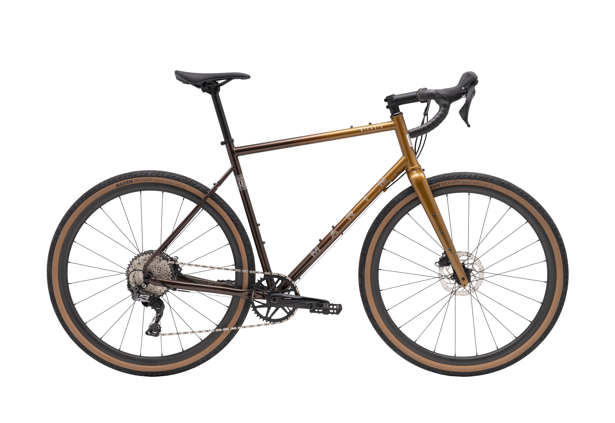 Bicycle with a wooden frame on a white background