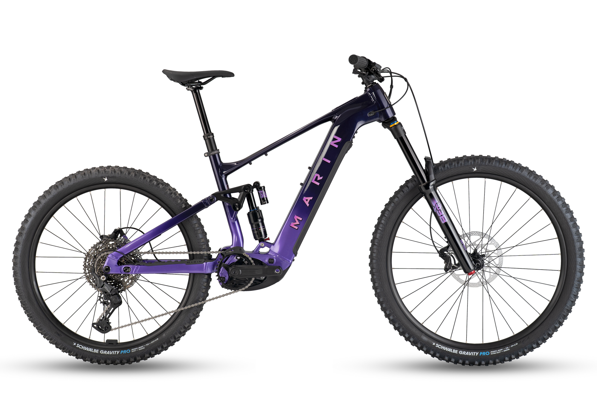 Purple mountain bike on a transparent background