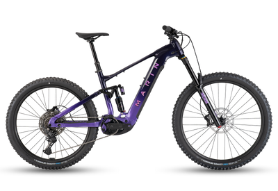 Purple mountain bike on a transparent background