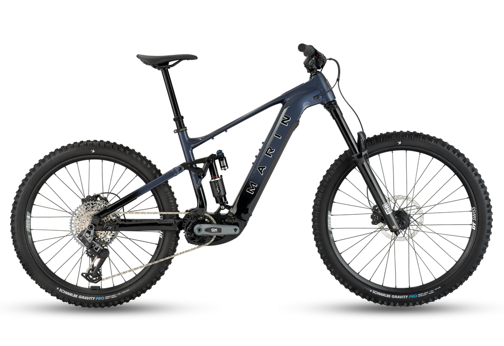 Blue mountain bike on a white background