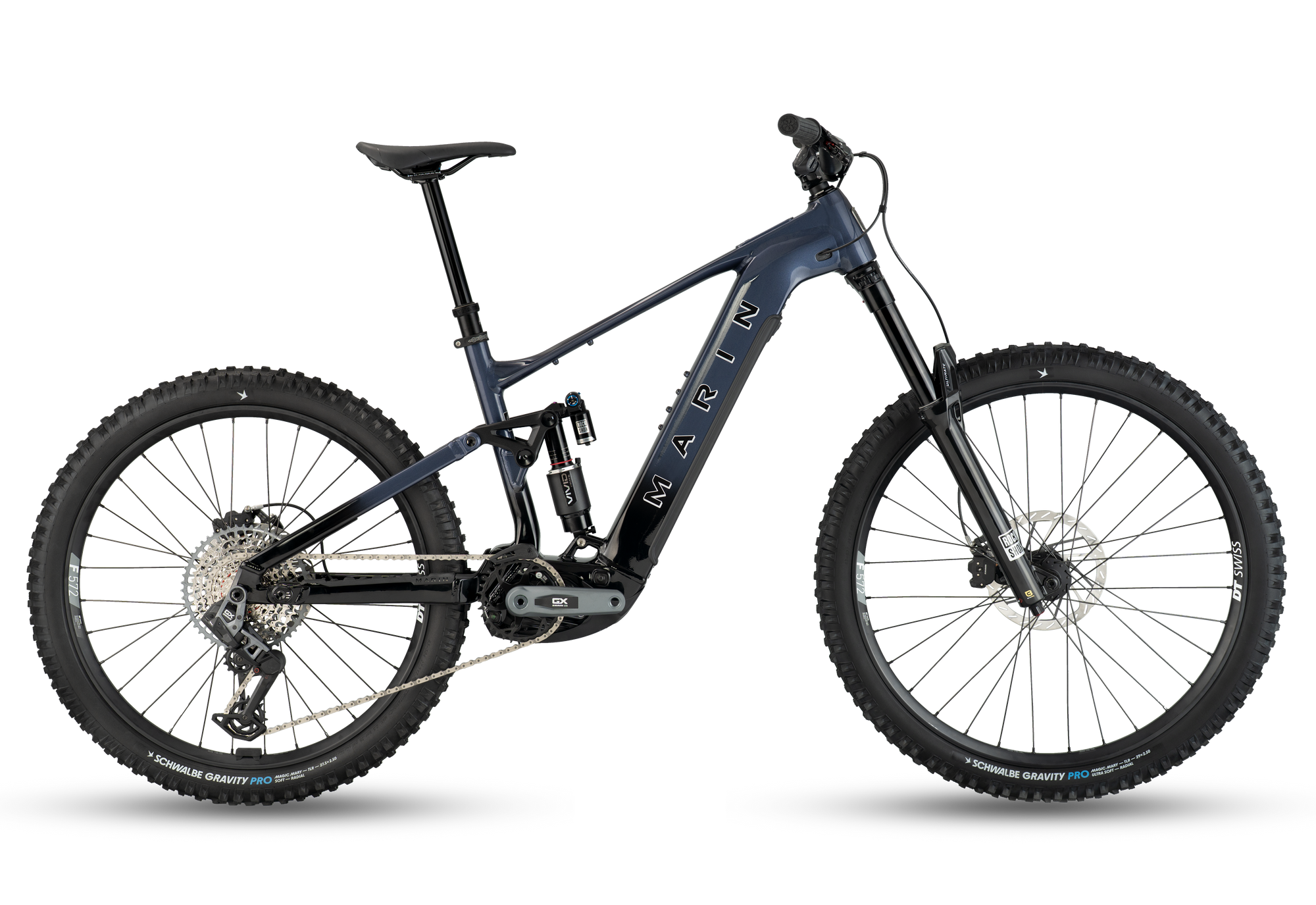 Blue mountain bike on a white background
