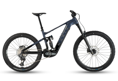 Blue mountain bike on a white background