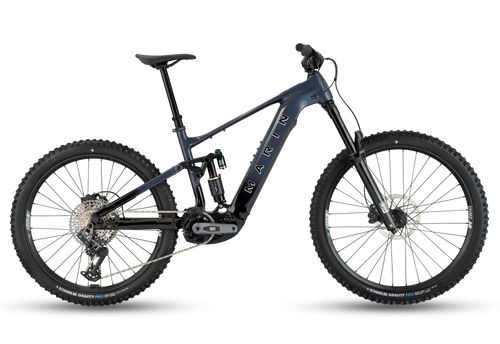 Blue mountain bike on a white background