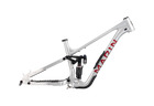 Bicycle frame in silver with red Marin graphics 