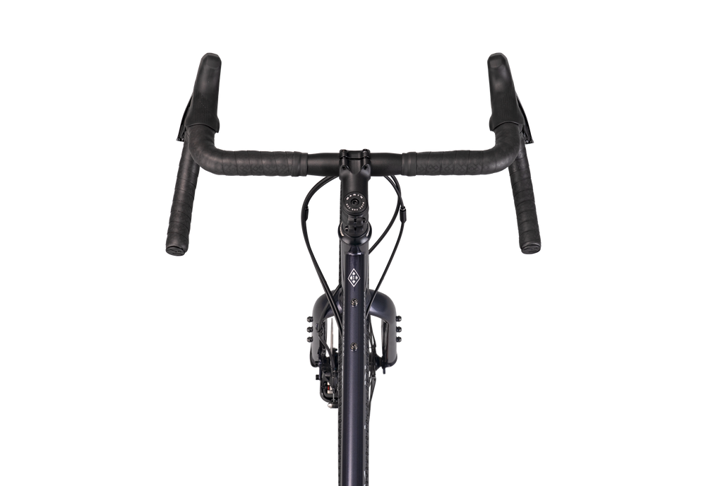 Cycling handlebar with black grips on a white background