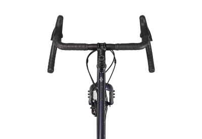 Cycling handlebar with black grips on a white background