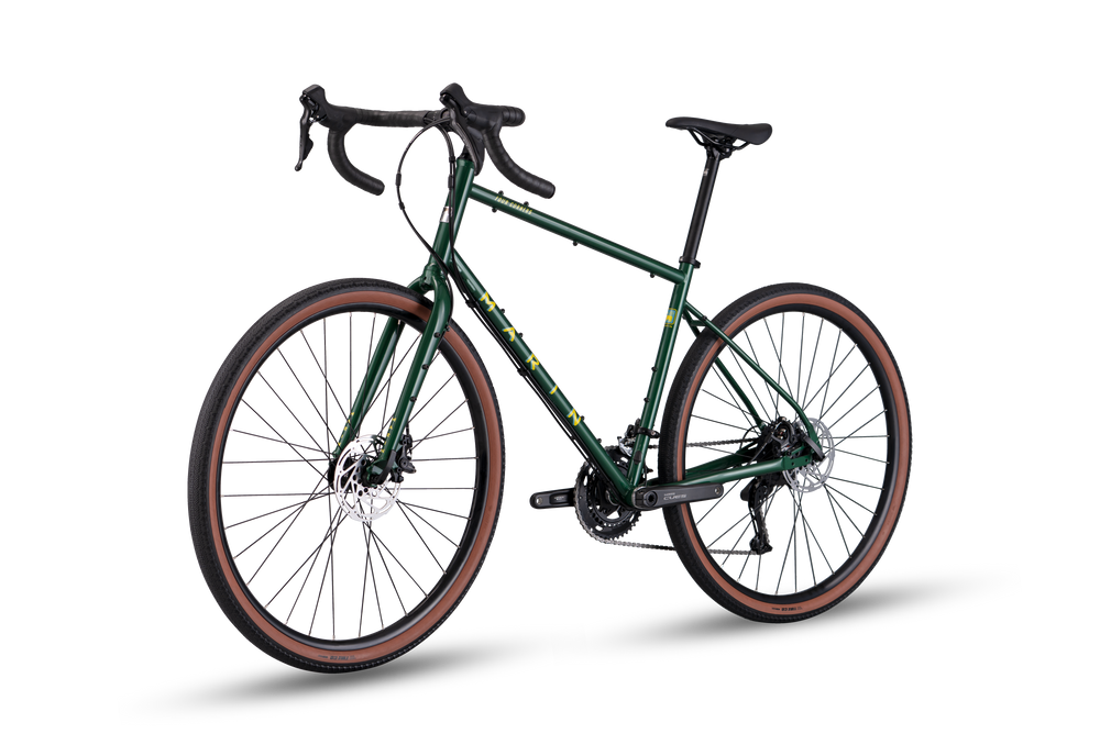 Green bicycle on a white background