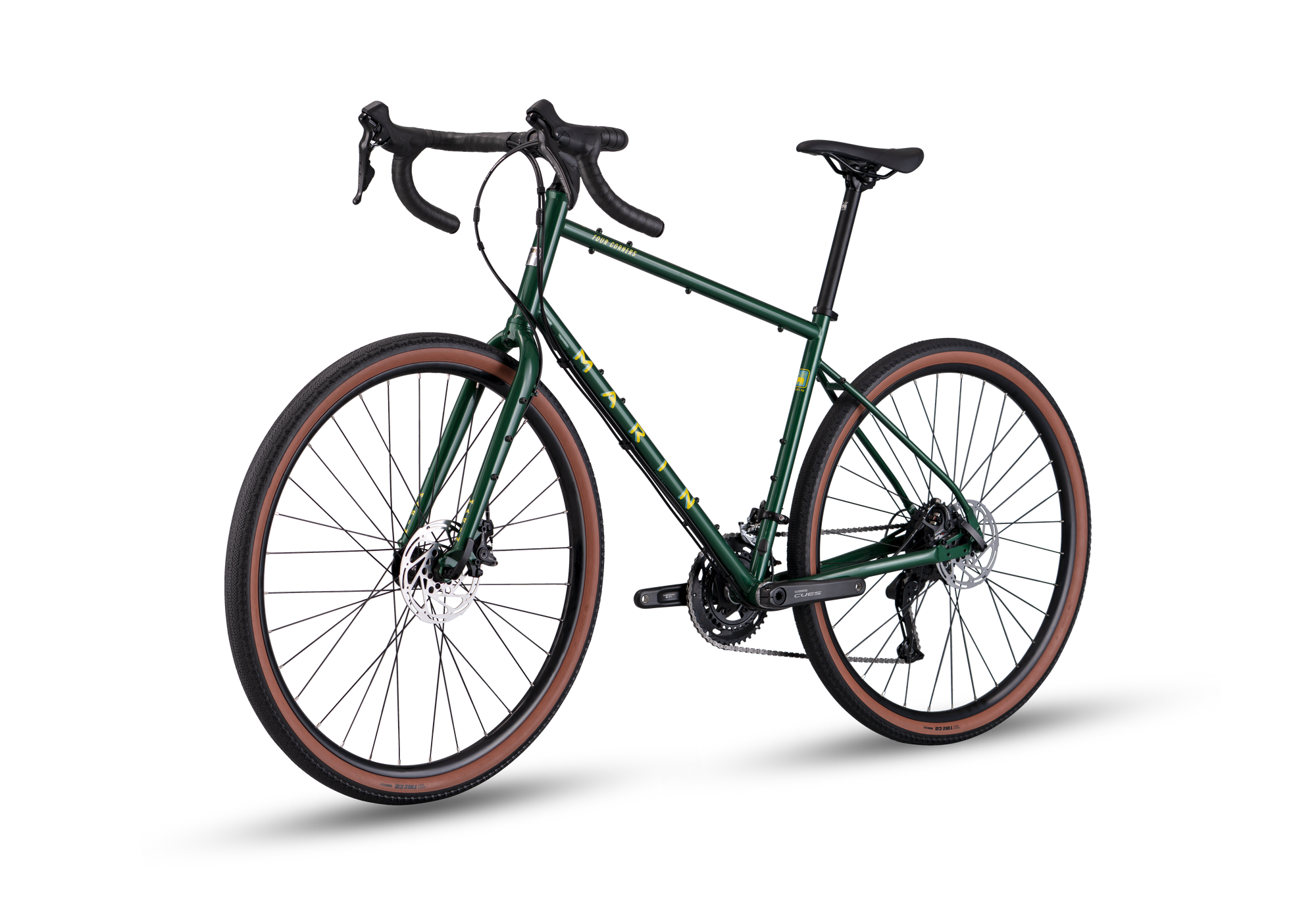 Green bicycle on a white background