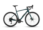 A dark teal Marin road bicycle with black components, drop handlebars, and disc brakes, shown from a side profile on a clean white background.