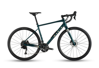 A dark teal Marin road bicycle with black components, drop handlebars, and disc brakes, shown from a side profile on a clean white background.