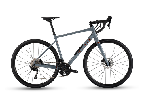 Gray bicycle on a white background