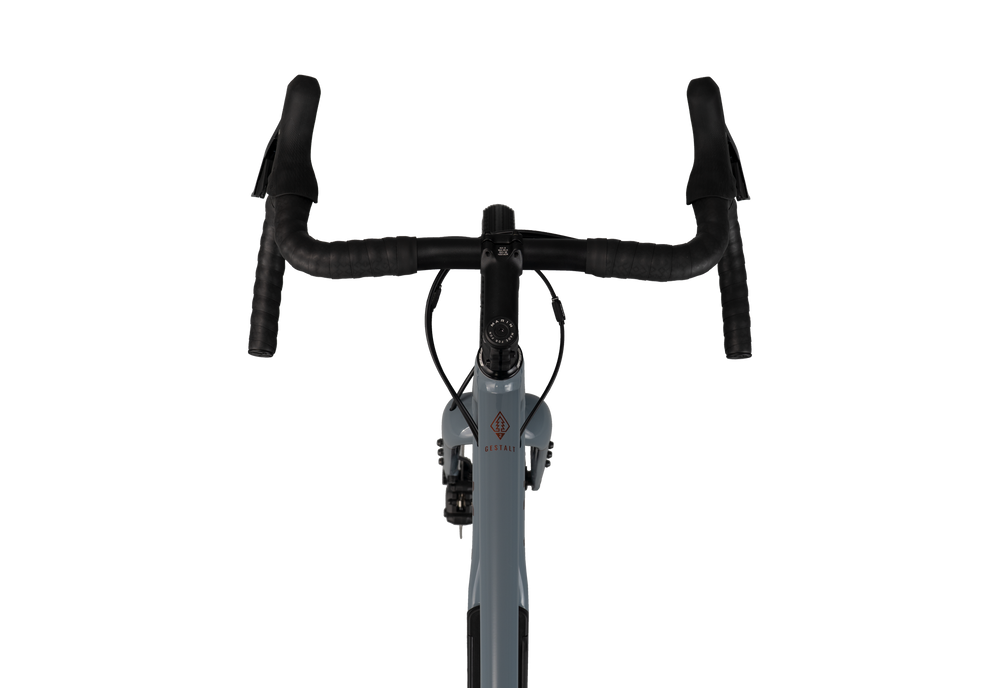 Cycling handlebar with black grips on a white background