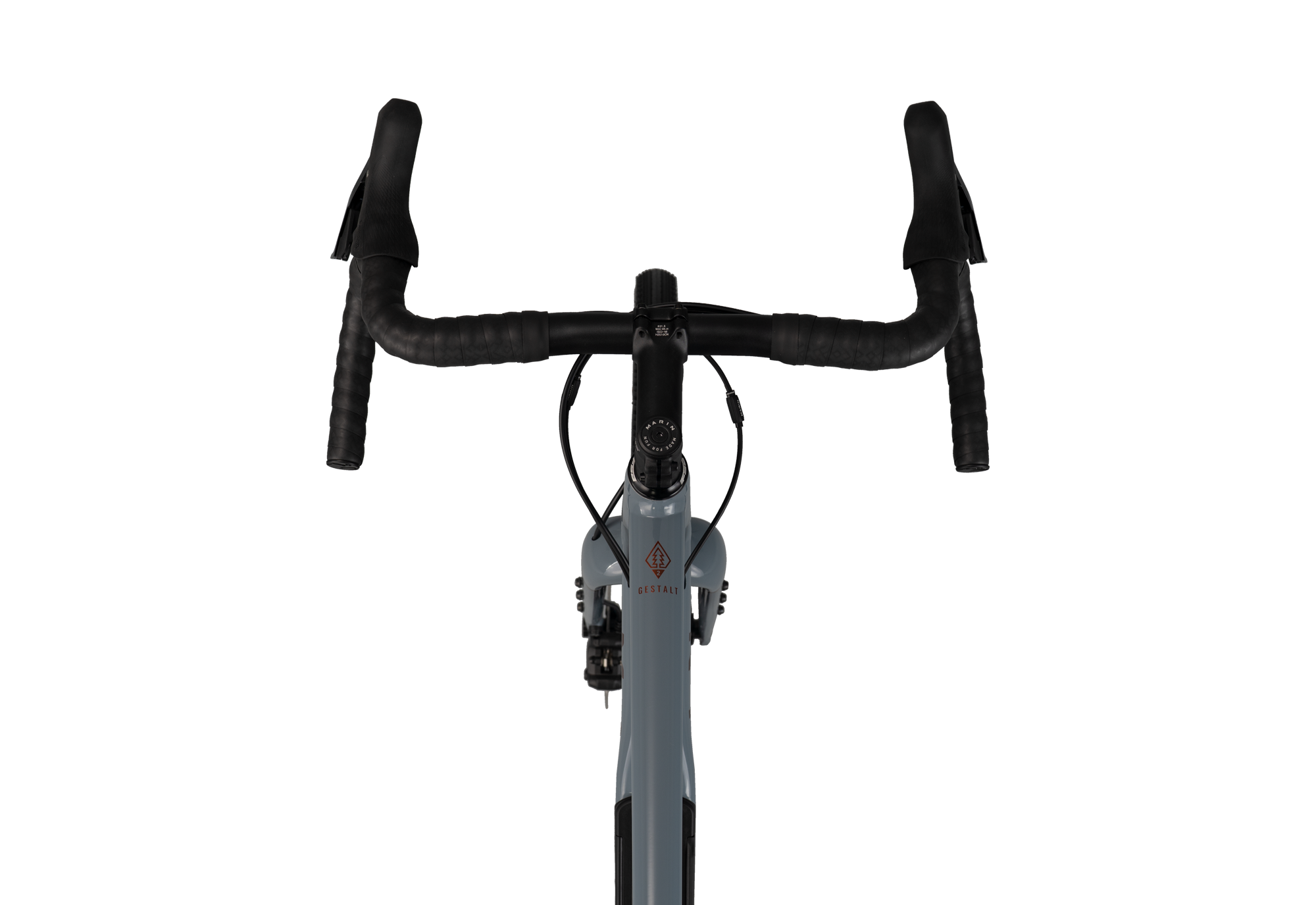 Cycling handlebar with black grips on a white background