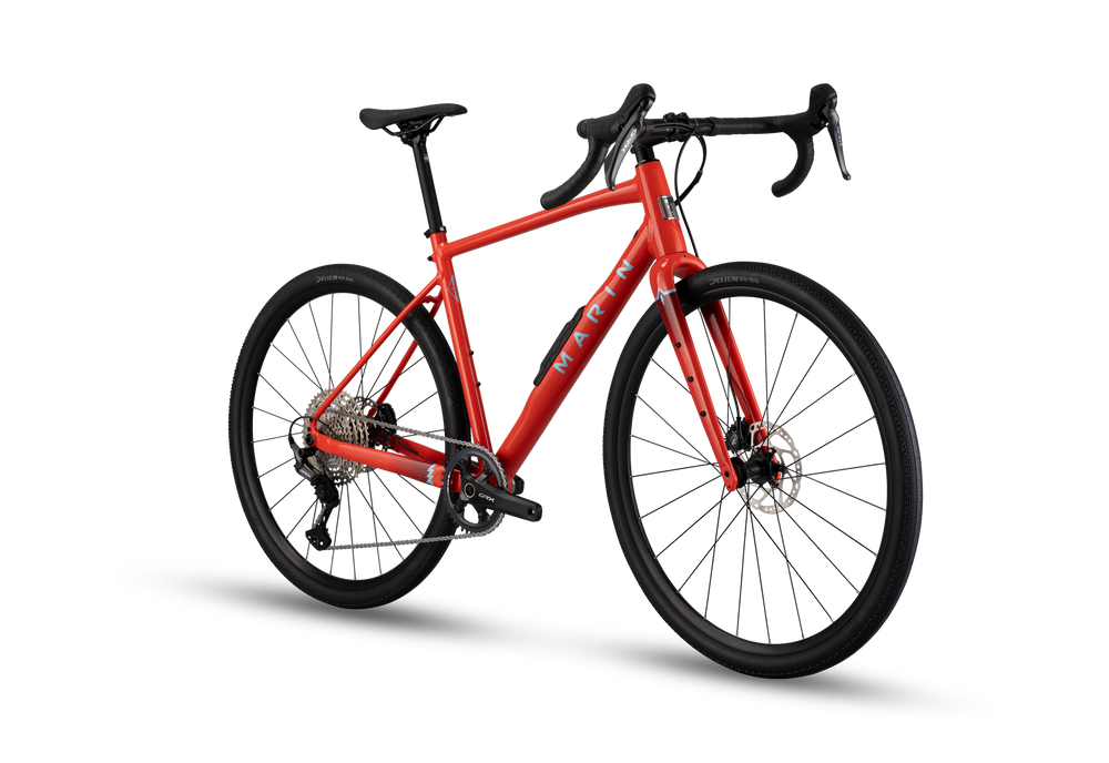 Red bicycle on a white background