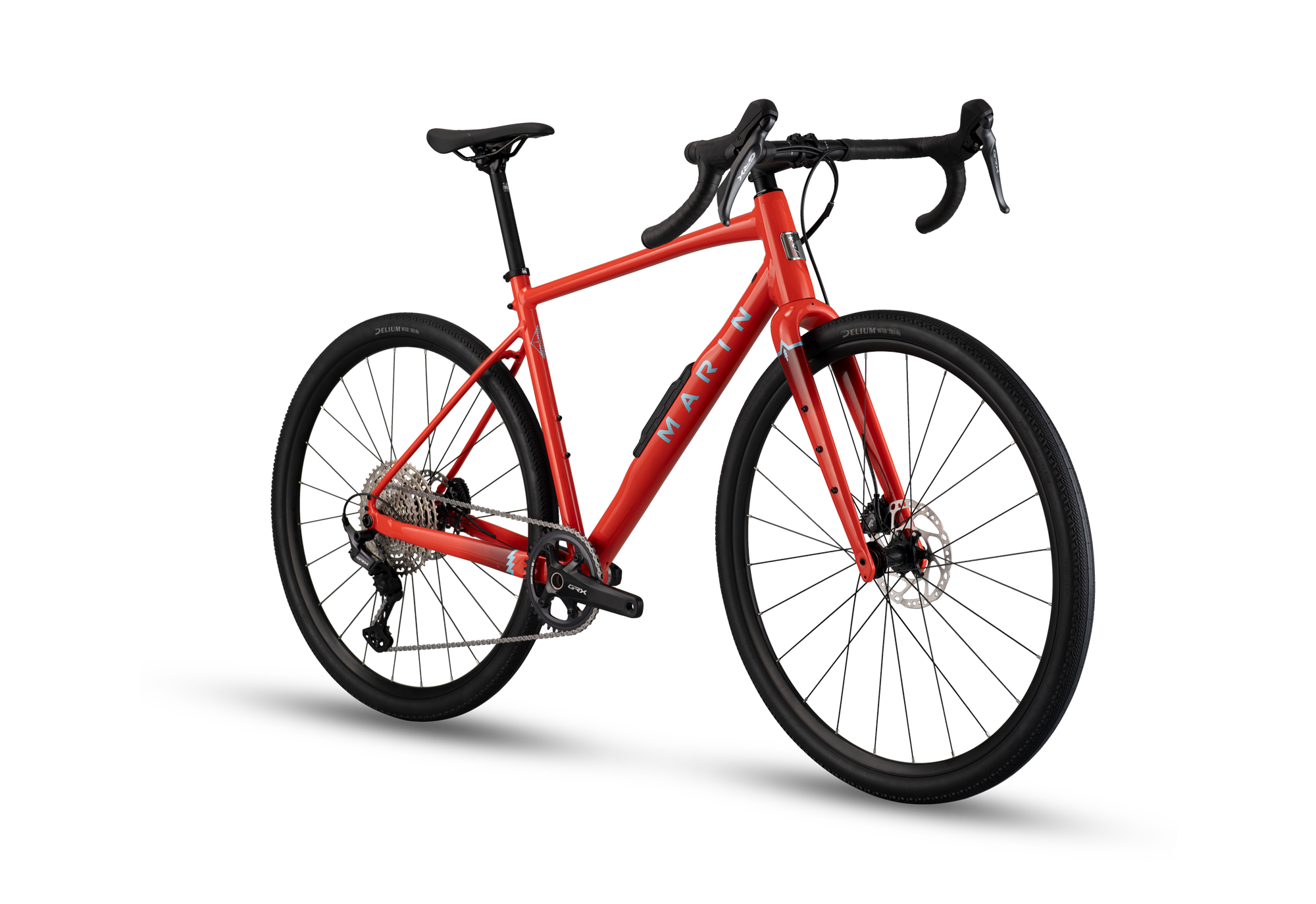 Red bicycle on a white background