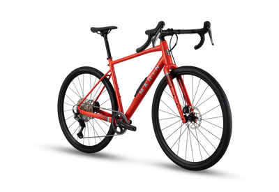 Red bicycle on a white background