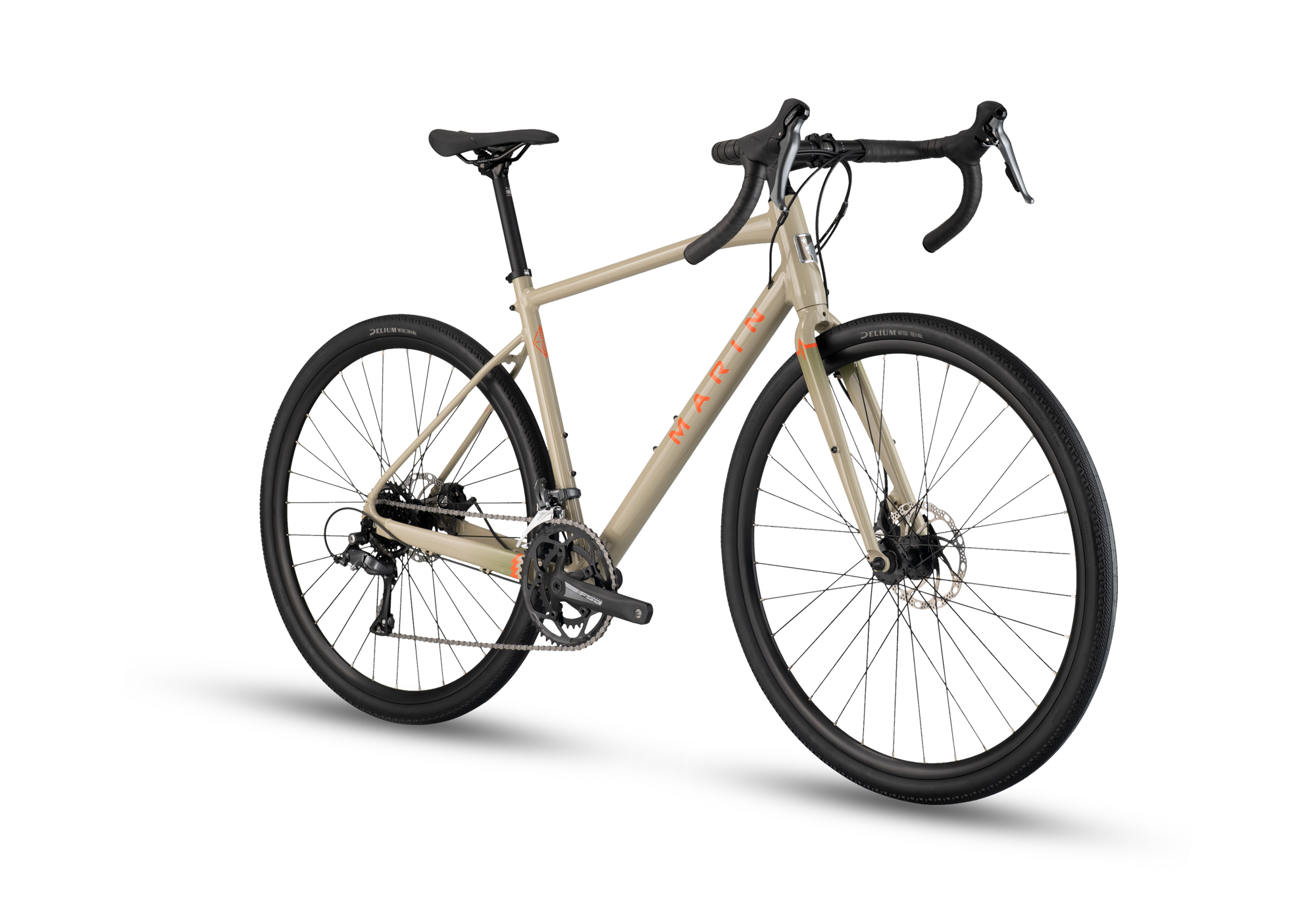 Beige bicycle with black wheels on a transparent background