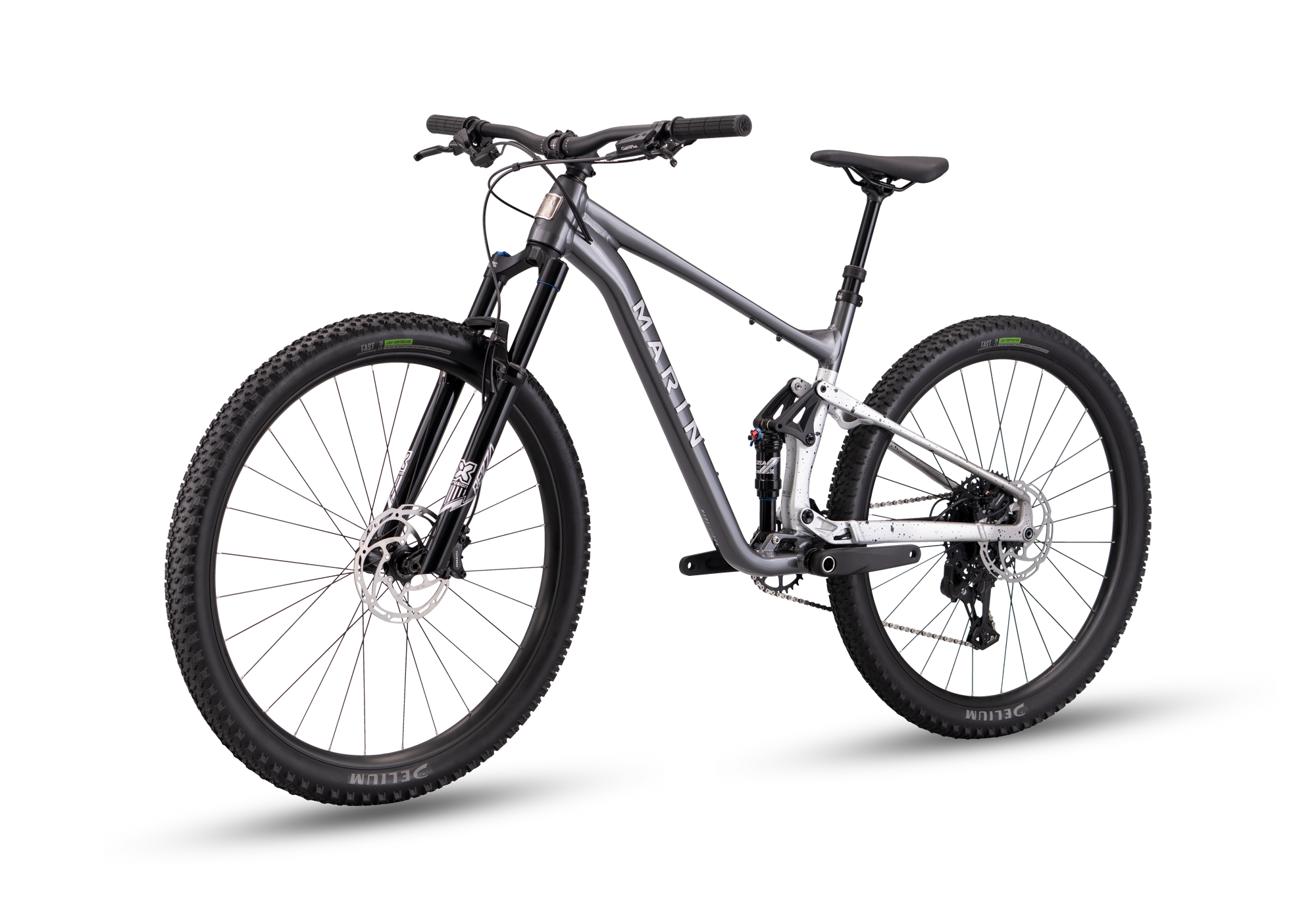 Gray mountain bike on a white background