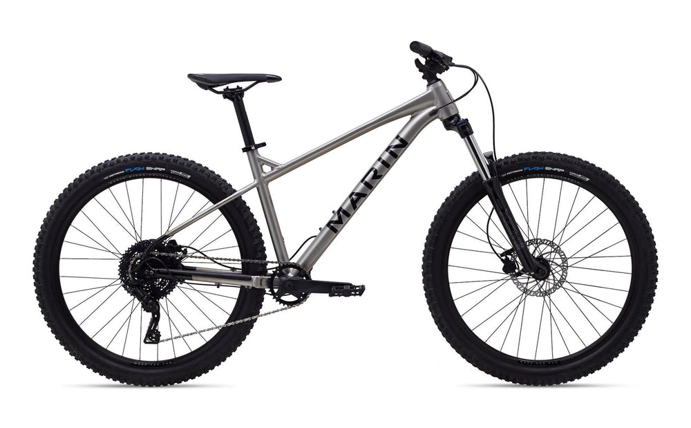 An image of a 2021 Marin Bikes San Quentin mountain bike painted in silver