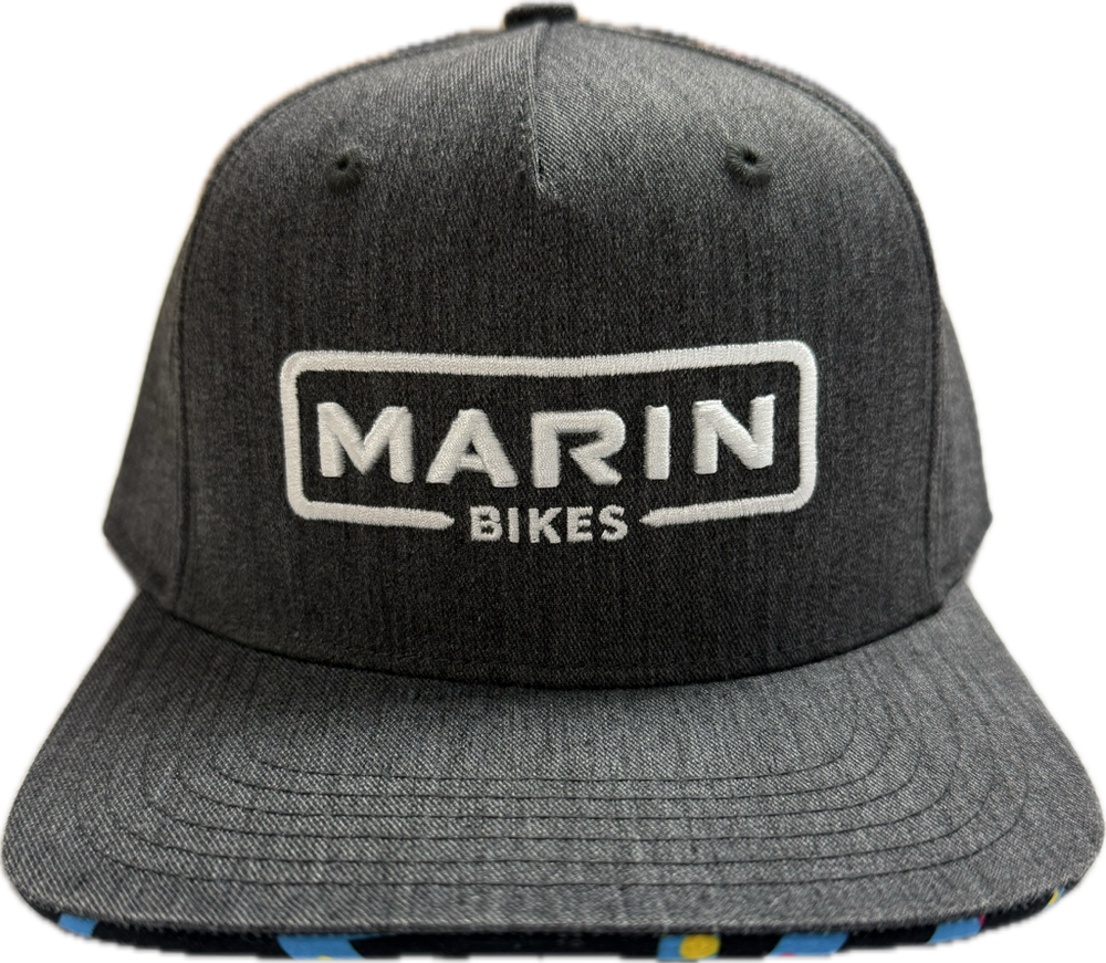 Gray cap with 'MARIN BIKES' logo on a white background