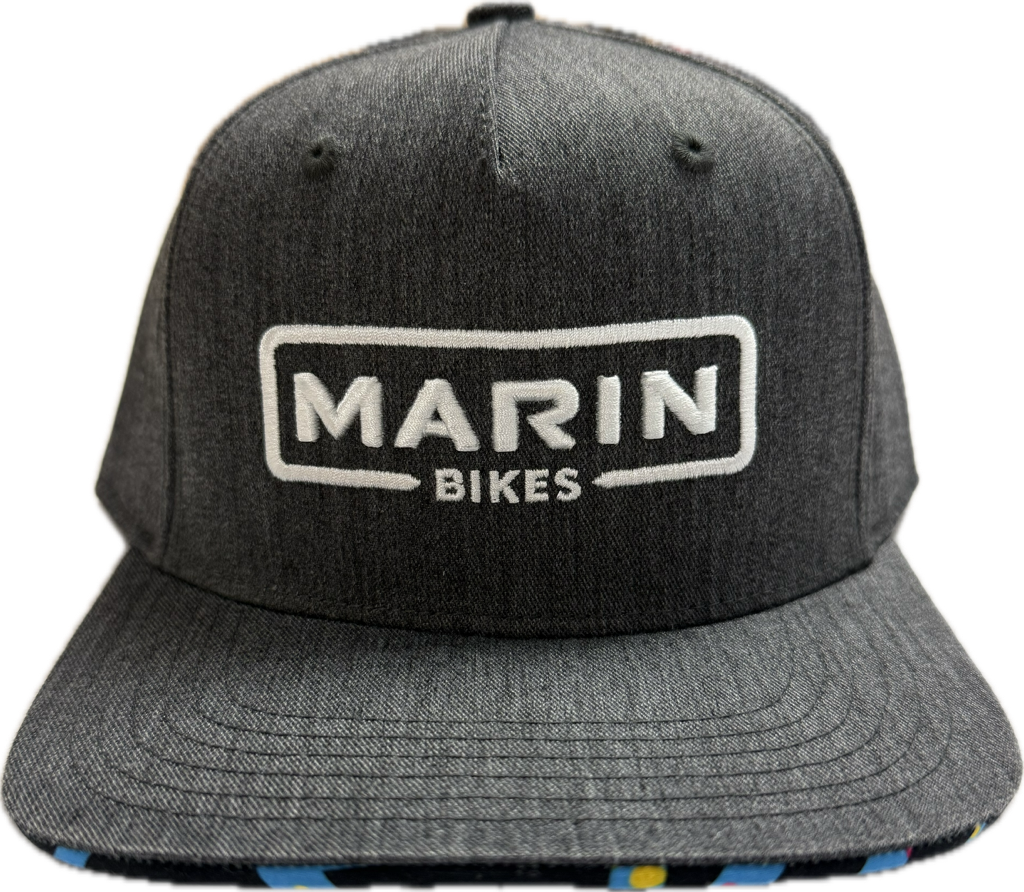Gray cap with 'MARIN BIKES' logo on a white background