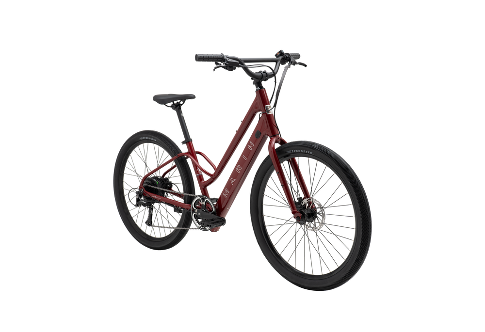 Red bicycle on a white background
