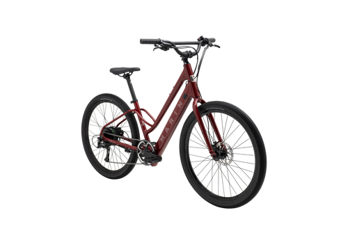 Red bicycle on a white background