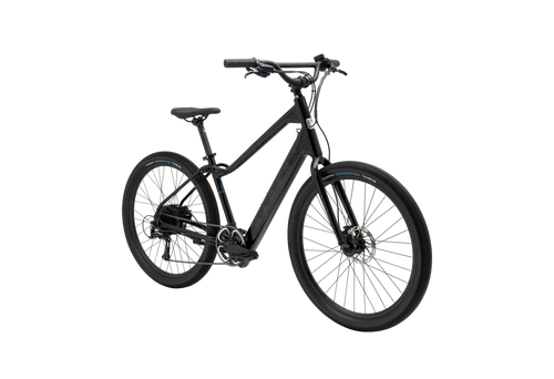 Black electric bike on a white background