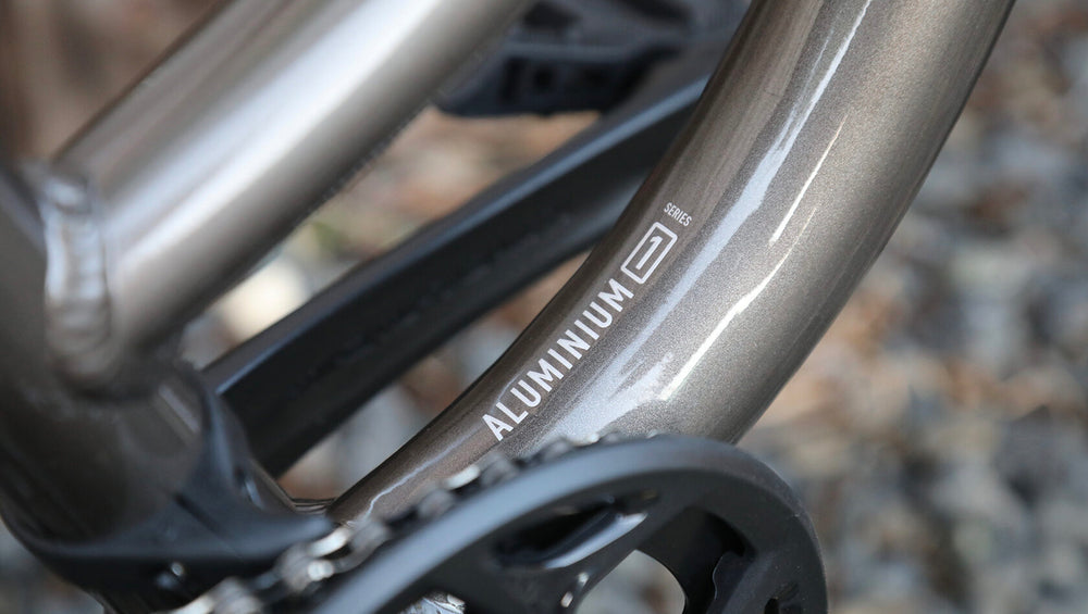 A close-up image of a Marin Bikes bicycle with the words 'Series 1 Aluuminum' painted on the frame