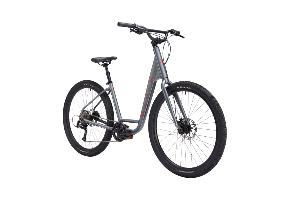 Gray bicycle on a white background
