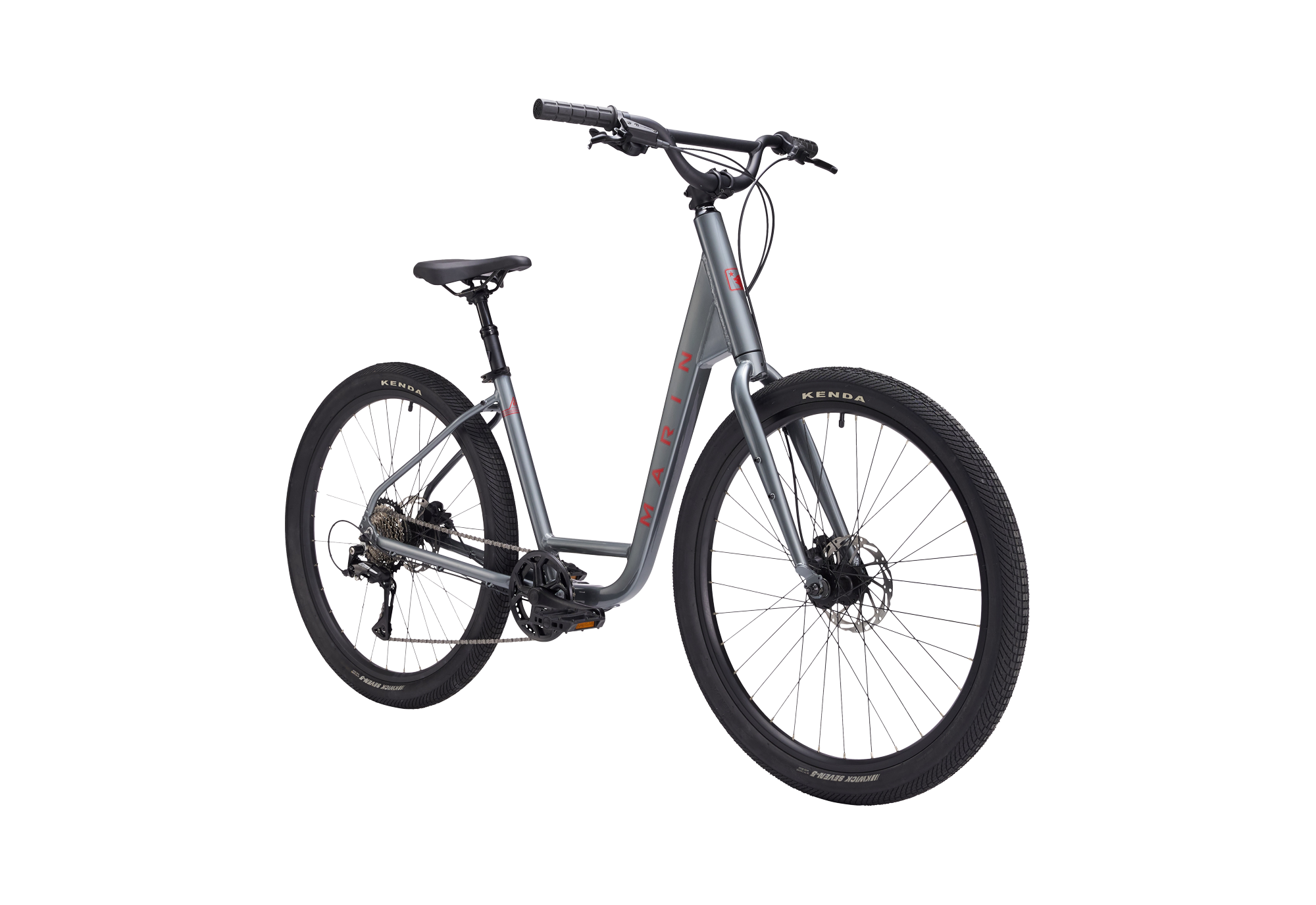 Gray bicycle on a white background