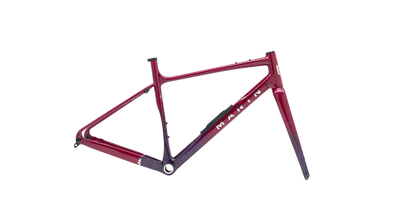 Red bicycle frame with 'MAKIN' branding on a white background