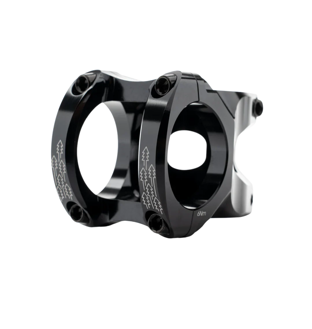 A black Marin Bikes CNC mountain bike stem